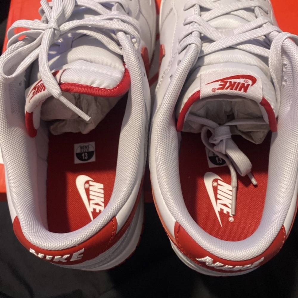 Size 13 - Nike Dunk Low Vast Grey Varsity Red - Picture 11 of 15